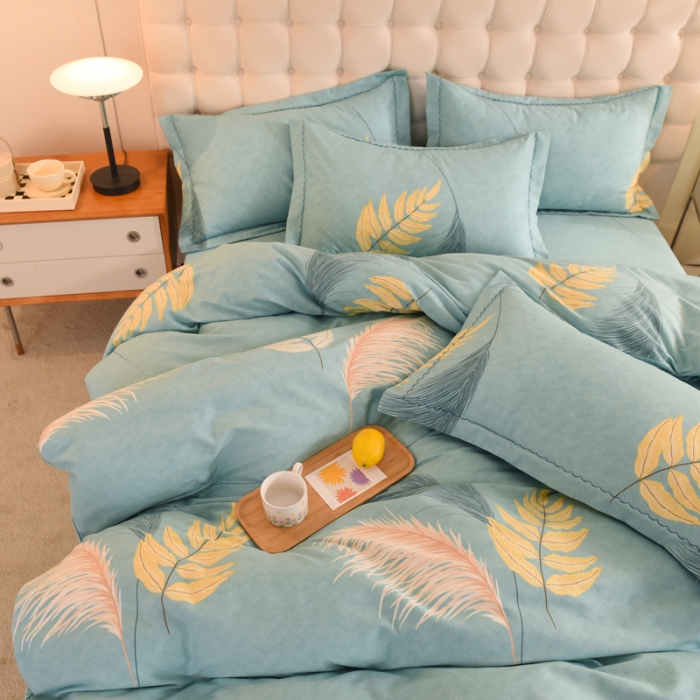 91家纺网 家纺一手货源 找家纺 巧玲珑 2025新款铂金生态棉四件套 清爽一刻-绿