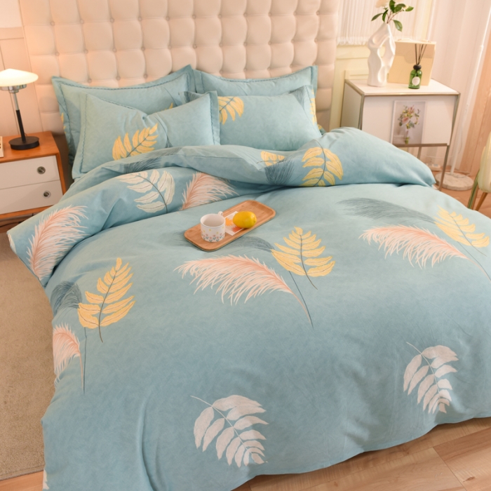 91家纺网 家纺一手货源 找家纺 巧玲珑 2025新款铂金生态棉四件套 清爽一刻-绿