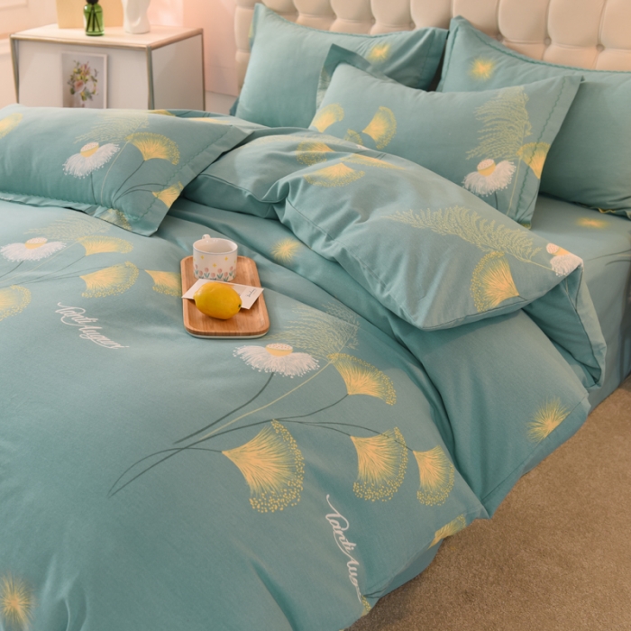 91家纺网 家纺一手货源 找家纺 巧玲珑 2025新款铂金生态棉四件套 玲珑-绿