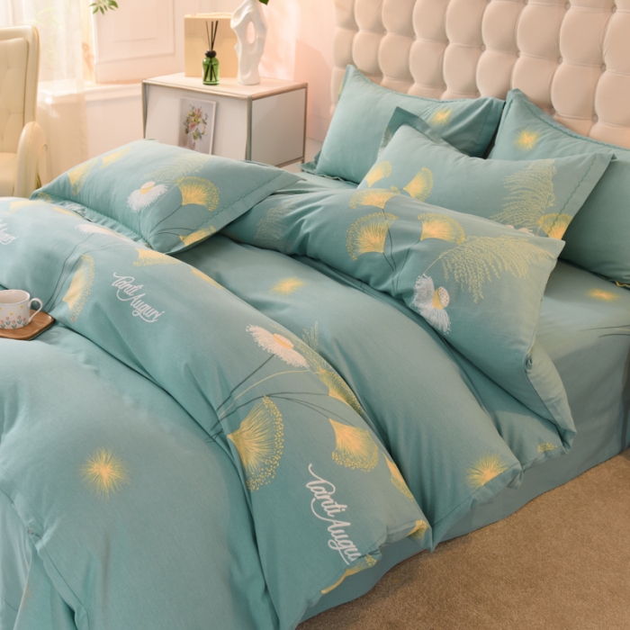 91家纺网 家纺一手货源 找家纺 巧玲珑 2025新款铂金生态棉四件套 玲珑-绿