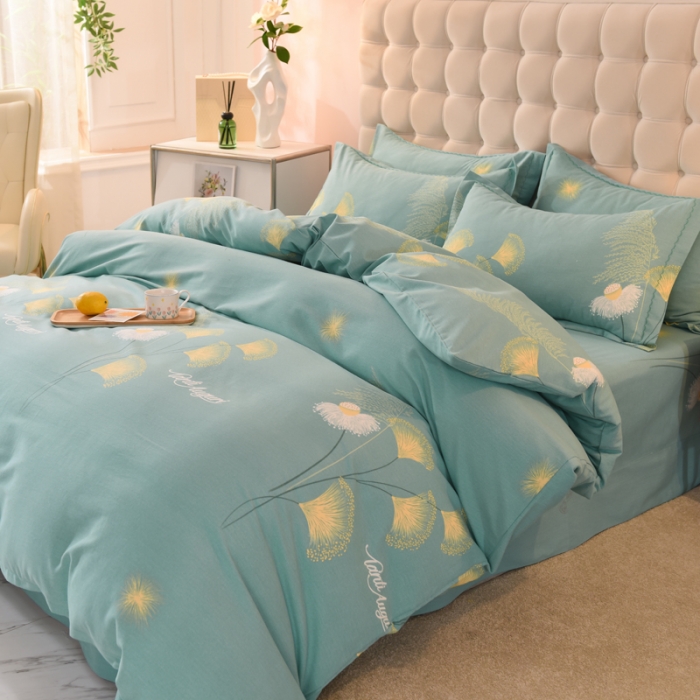 91家纺网 家纺一手货源 找家纺 巧玲珑 2025新款铂金生态棉四件套 玲珑-绿