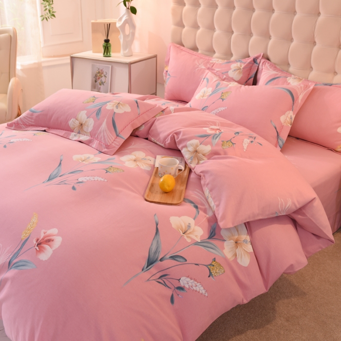 91家纺网 家纺一手货源 找家纺 巧玲珑 2025新款铂金生态棉四件套 芸梦芊叶