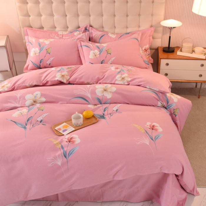 91家纺网 家纺一手货源 找家纺 巧玲珑 2025新款铂金生态棉四件套 芸梦芊叶