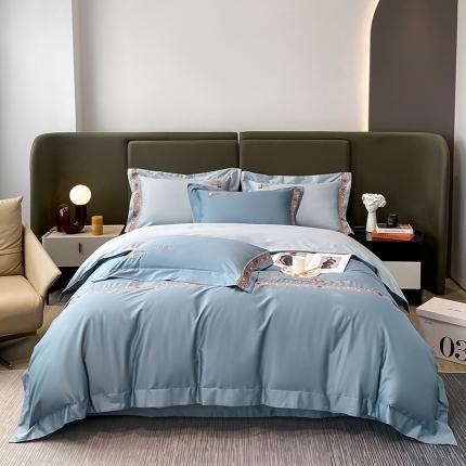 91家纺网 家纺一手货源 找家纺 总高大尚 2022新款芙罗拉系列贡缎绣花长绒棉四件套