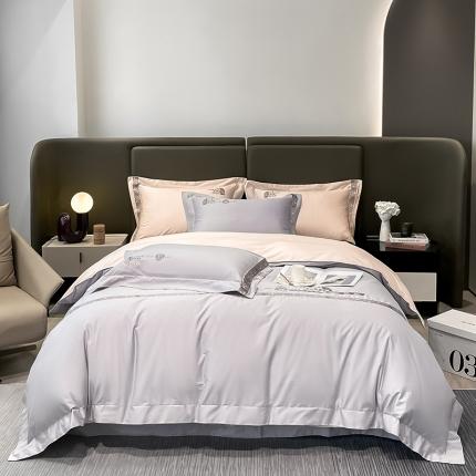 91家纺网 家纺一手货源 找家纺 总高大尚 2022新款芙罗拉系列贡缎绣花长绒棉四件套