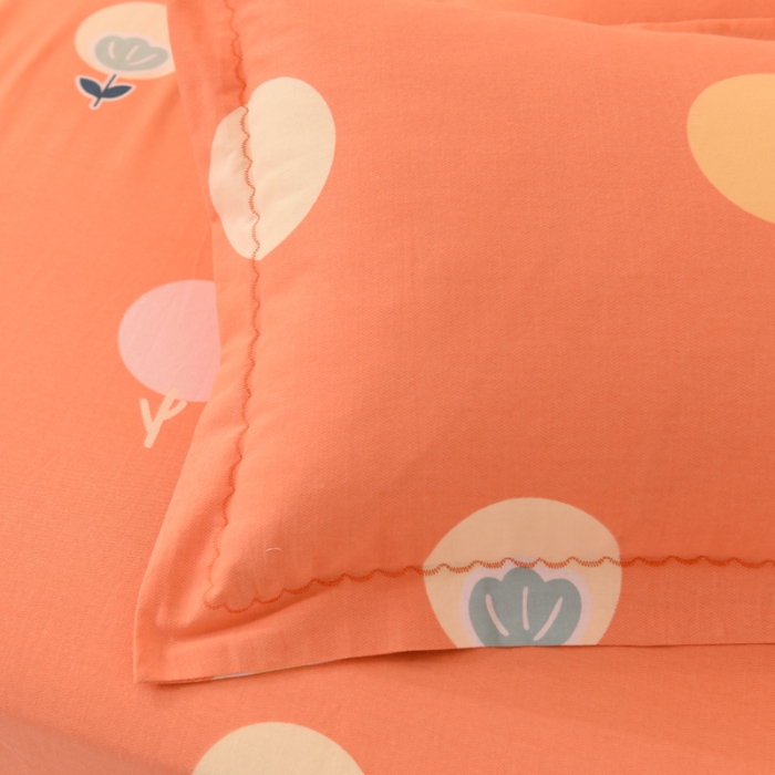 91家纺网 家纺一手货源 找家纺 巧玲珑 2025新款铂金生态棉四件套 圈圈花韵-桔