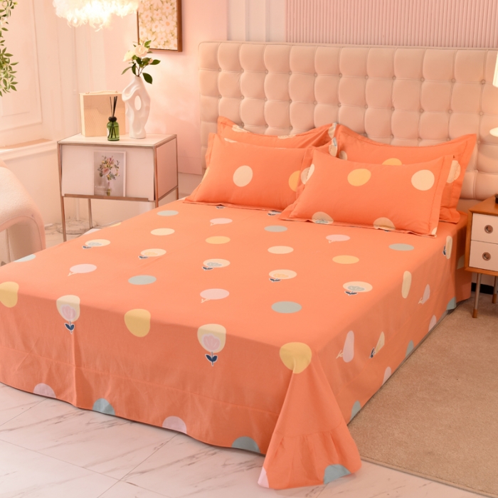 91家纺网 家纺一手货源 找家纺 巧玲珑 2025新款铂金生态棉四件套 圈圈花韵-桔