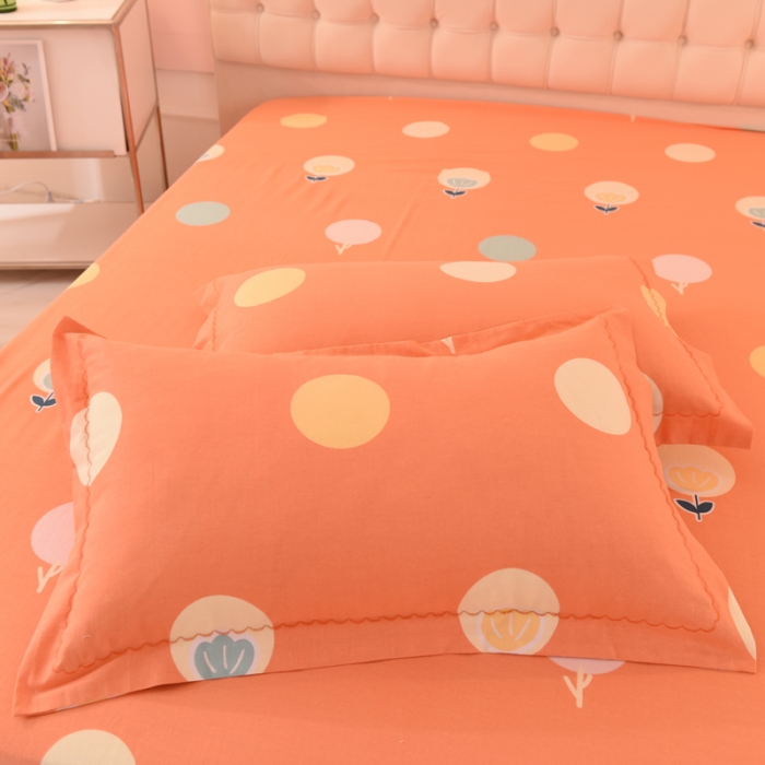 91家纺网 家纺一手货源 找家纺 巧玲珑 2025新款铂金生态棉四件套 圈圈花韵-桔