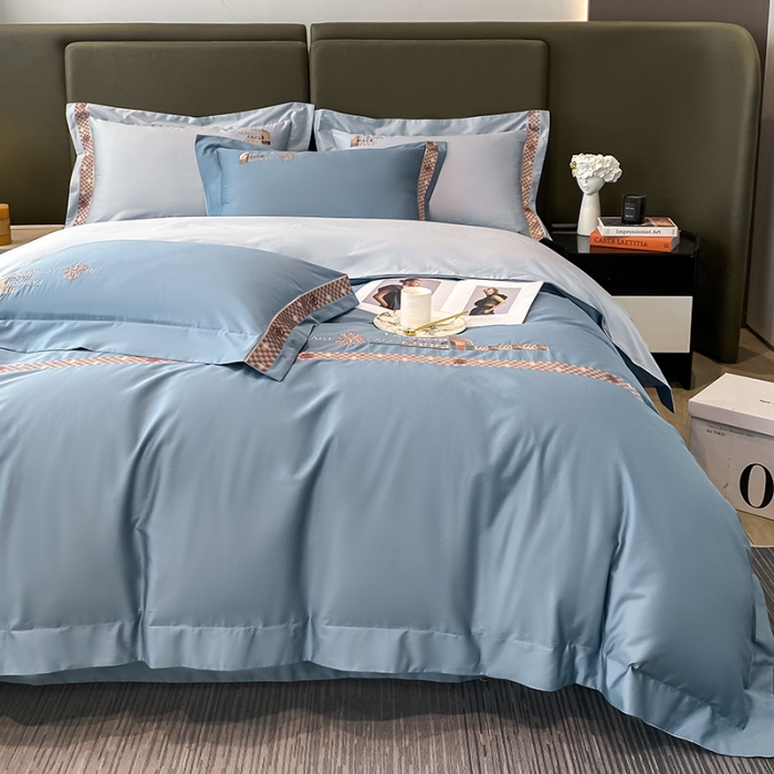 91家纺网 家纺一手货源 找家纺 总高大尚 2022新款芙罗拉系列贡缎绣花长绒棉四件套