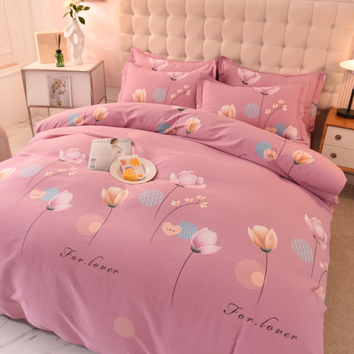 91家纺网 家纺一手货源 找家纺 巧玲珑 2025新款铂金生态棉四件套 香思-粉