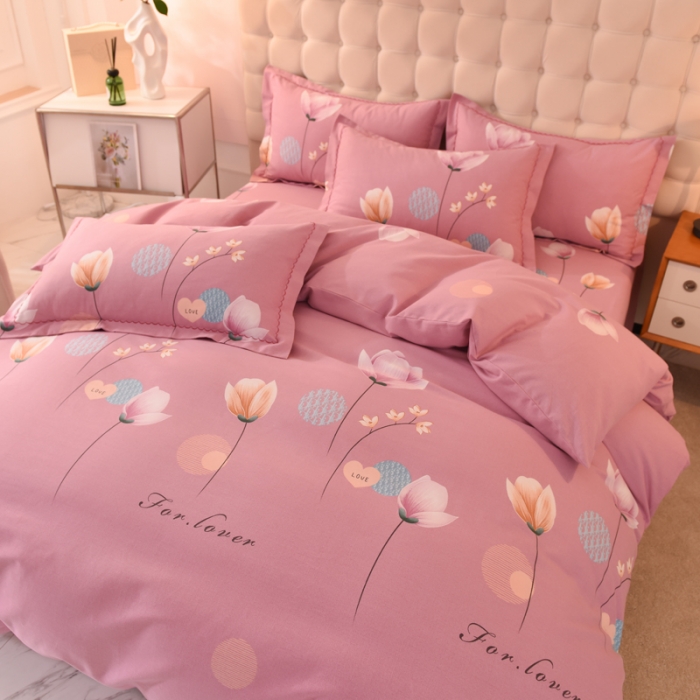 91家纺网 家纺一手货源 找家纺 巧玲珑 2025新款铂金生态棉四件套 香思-粉