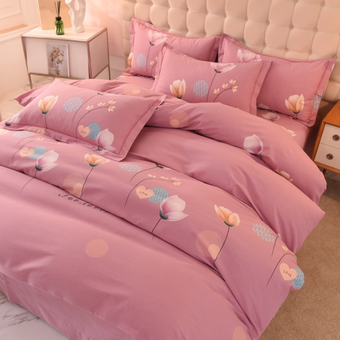 91家纺网 家纺一手货源 找家纺 巧玲珑 2025新款铂金生态棉四件套 香思-粉