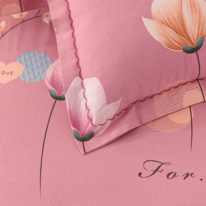 91家纺网 家纺一手货源 找家纺 巧玲珑 2025新款铂金生态棉四件套 香思-粉
