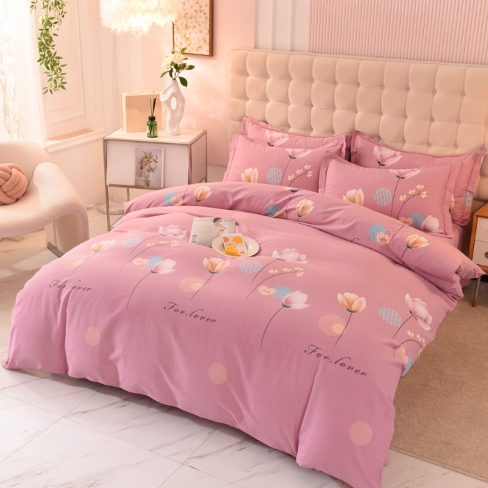 91家纺网 家纺一手货源 找家纺 巧玲珑 2025新款铂金生态棉四件套 香思-粉