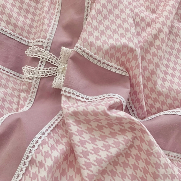 91家纺网 家纺一手货源 找家纺 橙艺家居 2022新款全棉色织水洗花边工艺款四件套塞纳河畔紫