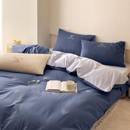 91家纺网 家纺一手货源 找家纺 免费授权迪士尼全棉四件套成人卡通套件刺绣纯棉纯色拼色