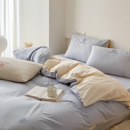 91家纺网 家纺一手货源 找家纺 免费授权迪士尼全棉四件套成人卡通套件刺绣纯棉纯色拼色