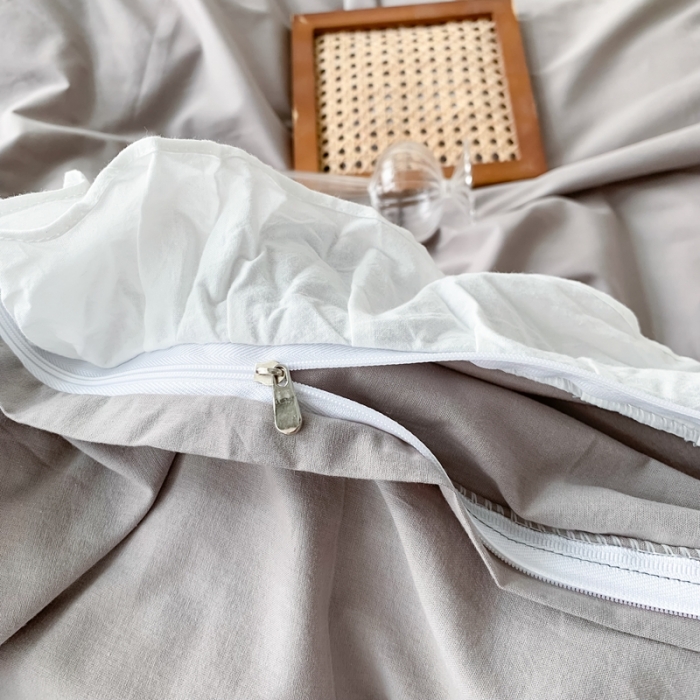 91家纺网 家纺一手货源 找家纺 （总）橙艺家居 2022新款全棉色织水洗花边纯色四件套套件