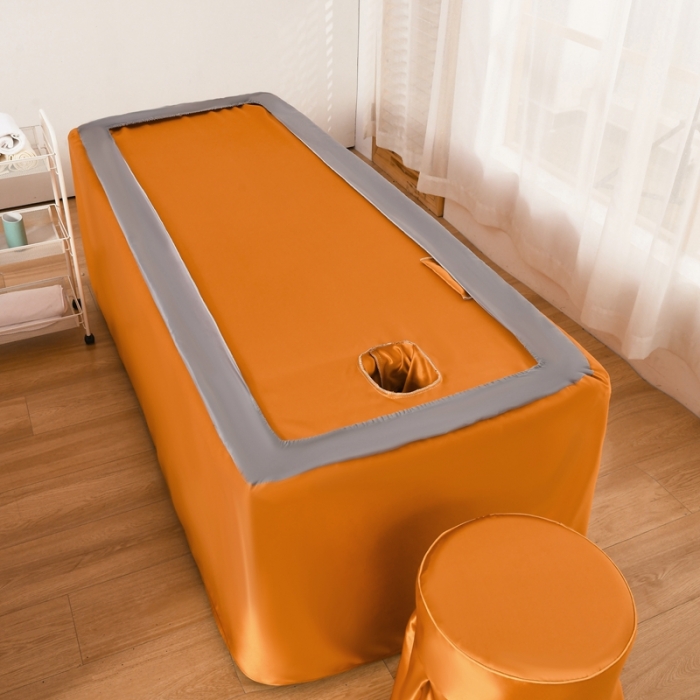 91家纺网 家纺一手货源 找家纺 莉人坊美容床罩批发 2023绸缎角花美容床罩四件套 角花橙