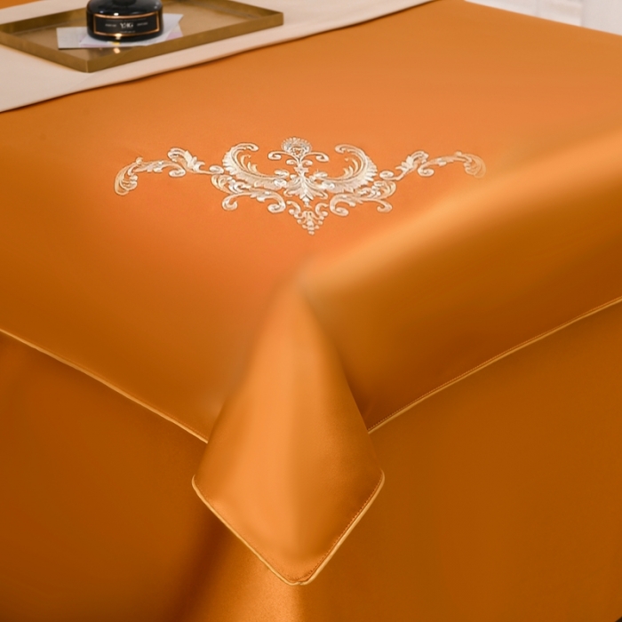 91家纺网 家纺一手货源 找家纺 莉人坊美容床罩批发 2023绸缎角花美容床罩四件套 角花橙