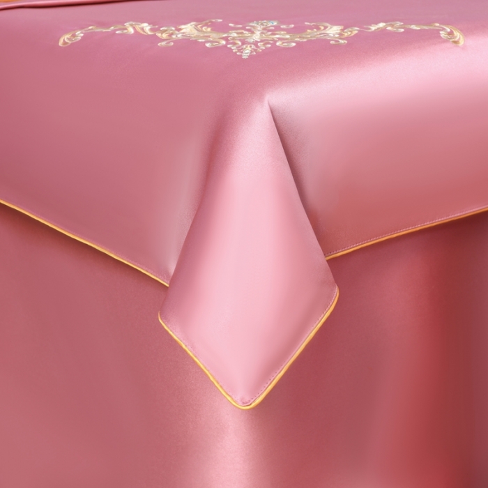 91家纺网 家纺一手货源 找家纺 莉人坊美容床罩批发 2023绸缎角花美容床罩四件套 角花花语红