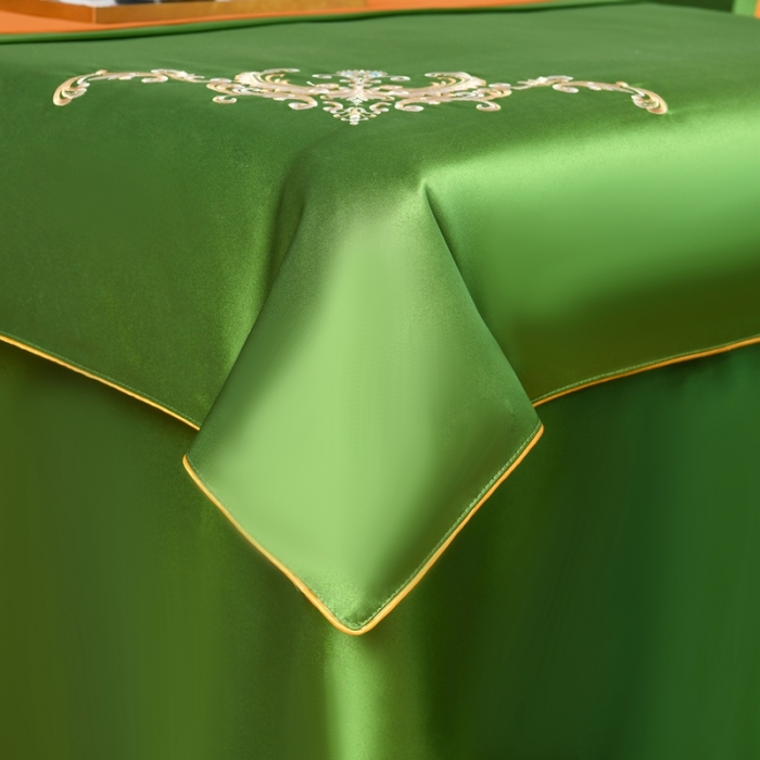 91家纺网 家纺一手货源 找家纺 莉人坊美容床罩批发 2023绸缎角花美容床罩四件套 角花绿野