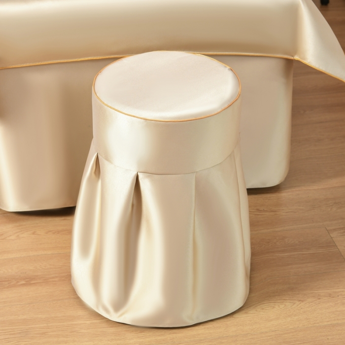 91家纺网 家纺一手货源 找家纺 莉人坊美容床罩批发 2023绸缎角花美容床罩四件套 角花米黄