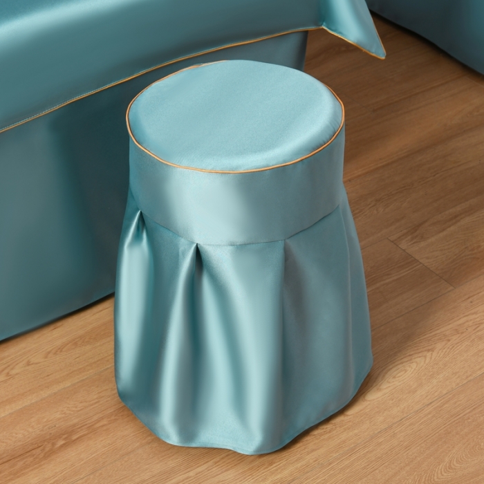 91家纺网 家纺一手货源 找家纺 莉人坊美容床罩批发 2023绸缎角花美容床罩四件套 角花浅蓝