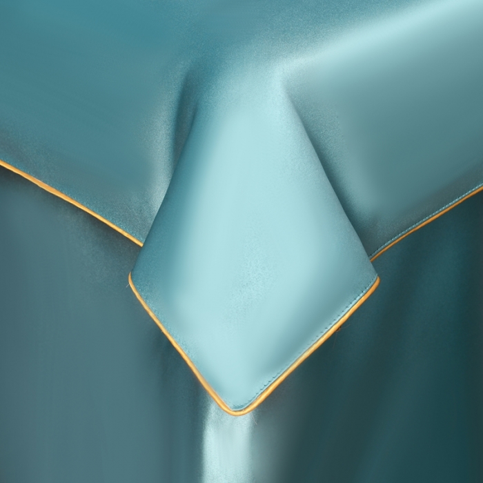 91家纺网 家纺一手货源 找家纺 莉人坊美容床罩批发 2023绸缎角花美容床罩四件套 角花浅蓝