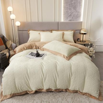 91家纺网 家纺一手货源 找家纺 （总）梦精灵家纺 2025新款高克重加厚雕花牛奶绒四件套