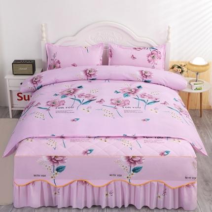 91家纺网 家纺一手货源 找家纺 笠裙家纺 2024新款加棉夹棉床裙夹棉四件套 花韵