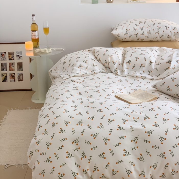 91家纺网 家纺一手货源 找家纺 黛馨 2025新款A类小清新双层纱四件套（实拍）春叶