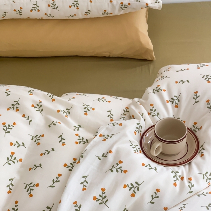 91家纺网 家纺一手货源 找家纺 黛馨 2025新款A类小清新双层纱四件套（实拍）春叶