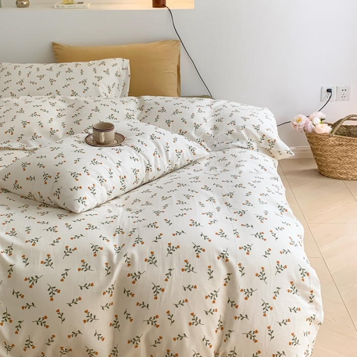 91家纺网 家纺一手货源 找家纺 黛馨 2025新款A类小清新双层纱四件套（实拍）春叶