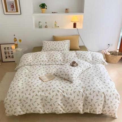 91家纺网 家纺一手货源 找家纺 黛馨 2025新款A类小清新双层纱四件套（实拍）春叶,春叶