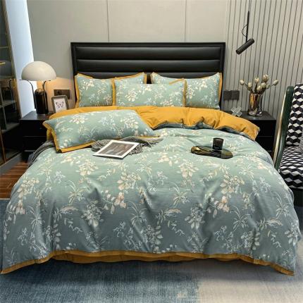 91家纺网 家纺一手货源 找家纺 (总) 赫梵茜 2022新款A类双层纱水洗棉四件套