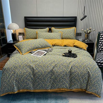 91家纺网 家纺一手货源 找家纺 (总) 赫梵茜 2022新款A类双层纱水洗棉四件套