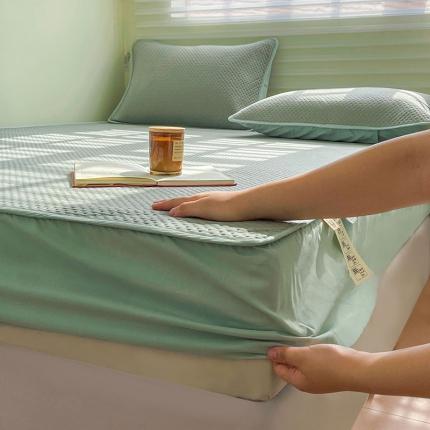 91家纺网 家纺一手货源 找家纺 莱登卡奴2022新款A类宝宝针织棉大豆夹棉床笠 夹棉款-灰绿