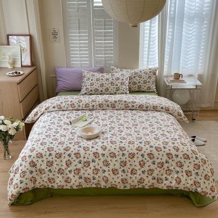 91家纺网 家纺一手货源 找家纺 （总）希文 2022新款水洗全棉混搭风四件套