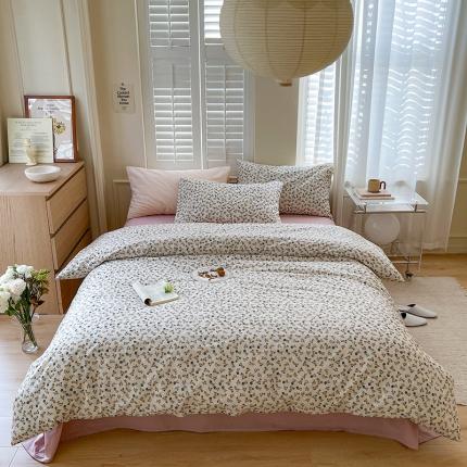 91家纺网 家纺一手货源 找家纺 （总）希文 2022新款水洗全棉混搭风四件套