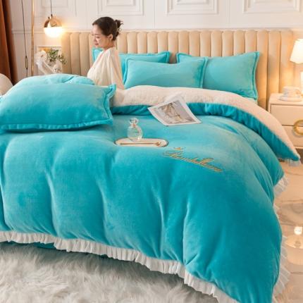 91家纺网 家纺一手货源 找家纺 （总）简爱家纺 2025年韩版花边法莱绒羊羔绒四件套-回忆