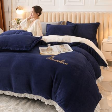 91家纺网 家纺一手货源 找家纺 （总）简爱家纺 2025年韩版花边法莱绒羊羔绒四件套-回忆