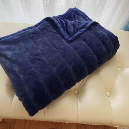 91家纺网 家纺一手货源 找家纺 卡奥家纺 仿兔毛双层毛毯A面仿兔毛B面PV绒十条起批 深蓝