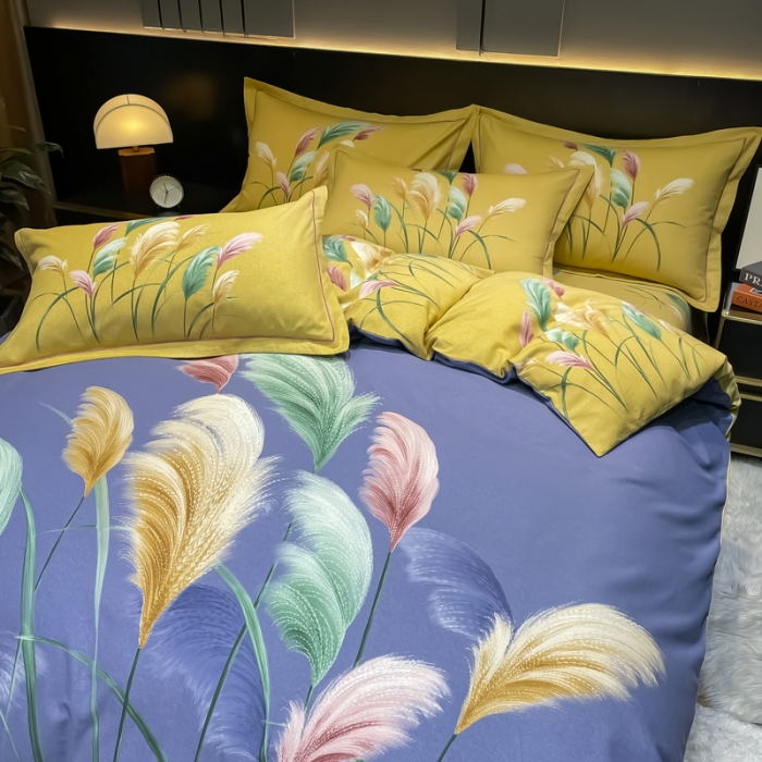 91家纺网 家纺一手货源 找家纺 金爱家2023新款大版磨毛四件套花卉系列芳菲年华