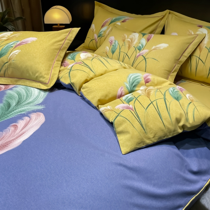 91家纺网 家纺一手货源 找家纺 金爱家2023新款大版磨毛四件套花卉系列芳菲年华