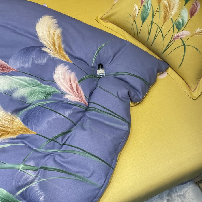 91家纺网 家纺一手货源 找家纺 金爱家2023新款大版磨毛四件套花卉系列芳菲年华