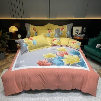 金爱家2023新款大版磨毛四件套花卉系列枫叶曼林