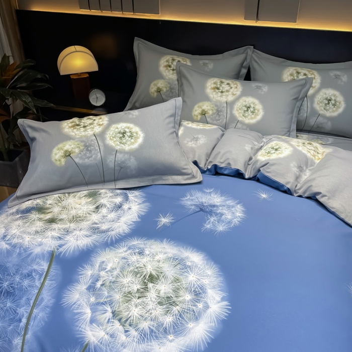 91家纺网 家纺一手货源 找家纺 金爱家2023新款大版磨毛四件套花卉系列浮生若梦