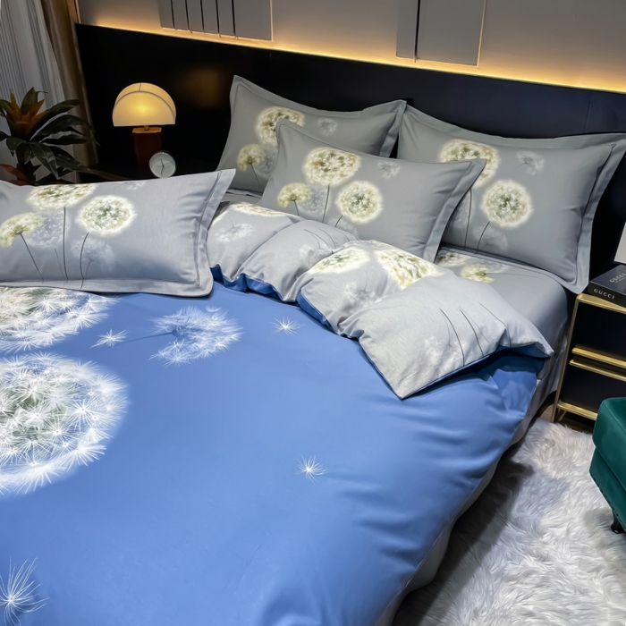 91家纺网 家纺一手货源 找家纺 金爱家2023新款大版磨毛四件套花卉系列浮生若梦