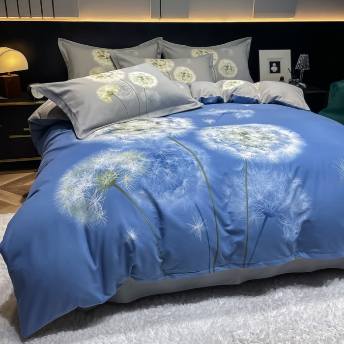 91家纺网 家纺一手货源 找家纺 金爱家2023新款大版磨毛四件套花卉系列浮生若梦